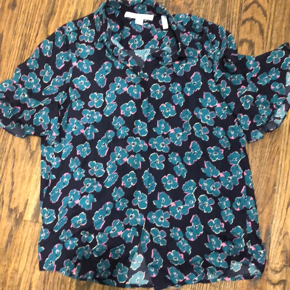 Drape James flower blouse
